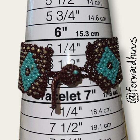 Turquoise & Earth-Tone Geometric Pattern - 6.5” or 7.25” Wrist - Picture 4 of 6
